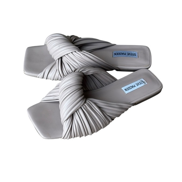 Steve Madden Mentor Tan Slip On Square Toe Flat Slide Sandals Size 10 - Picture 2 of 7